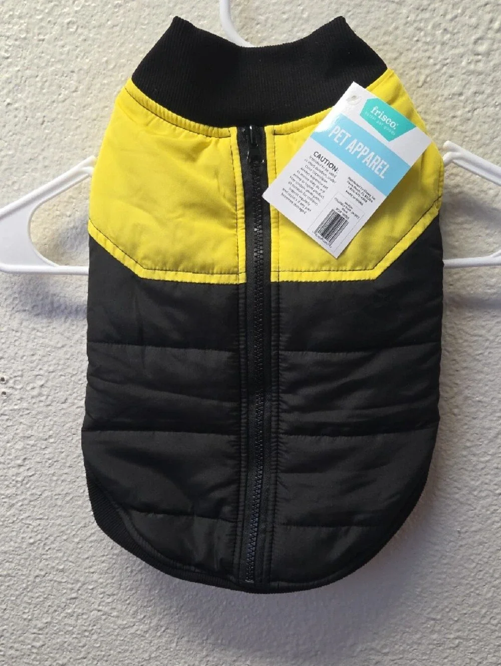 Frisco Yellow & Black Quilted Dog Puffer Vest